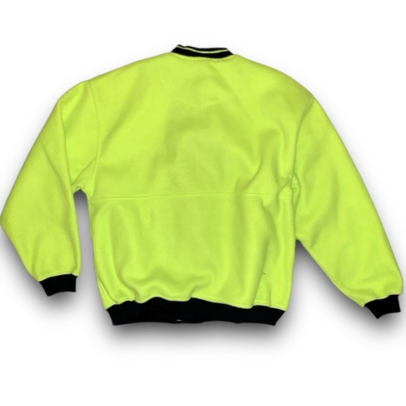 v i n t a g e :: Electric Fleece Bomber Jacket Rare 80s Neon Yellow - Picture 12 of 13